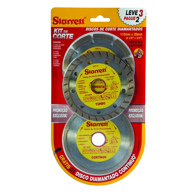 DISCO DE CORTE LISO/SEG/TURBO KIT 3PCS