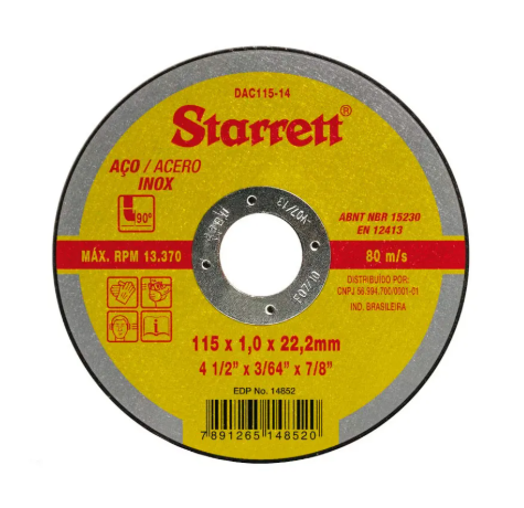 DISCO ABRASIVO DE CORTE 115X1,0X22,2MM