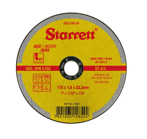 DISCO ABRASIVO DE CORTE 178X1,6X22,2MM