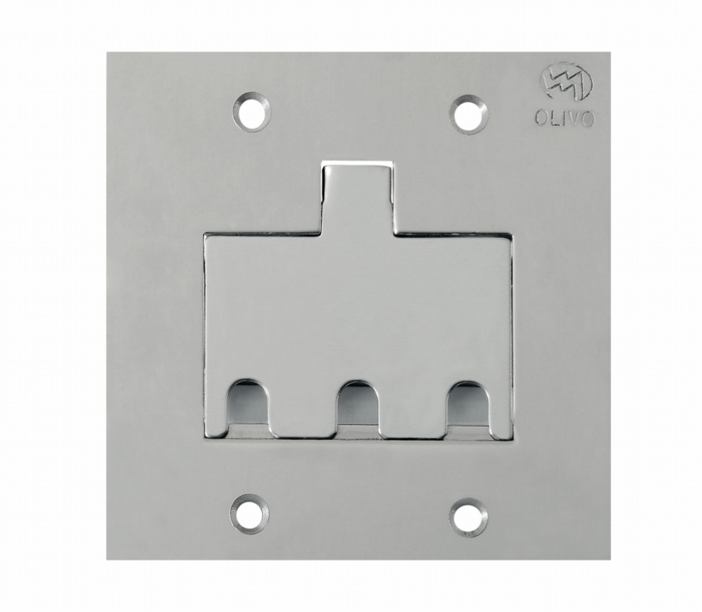 PLACA PISO INOX 4X4 3 TOM RJ11/RJ45