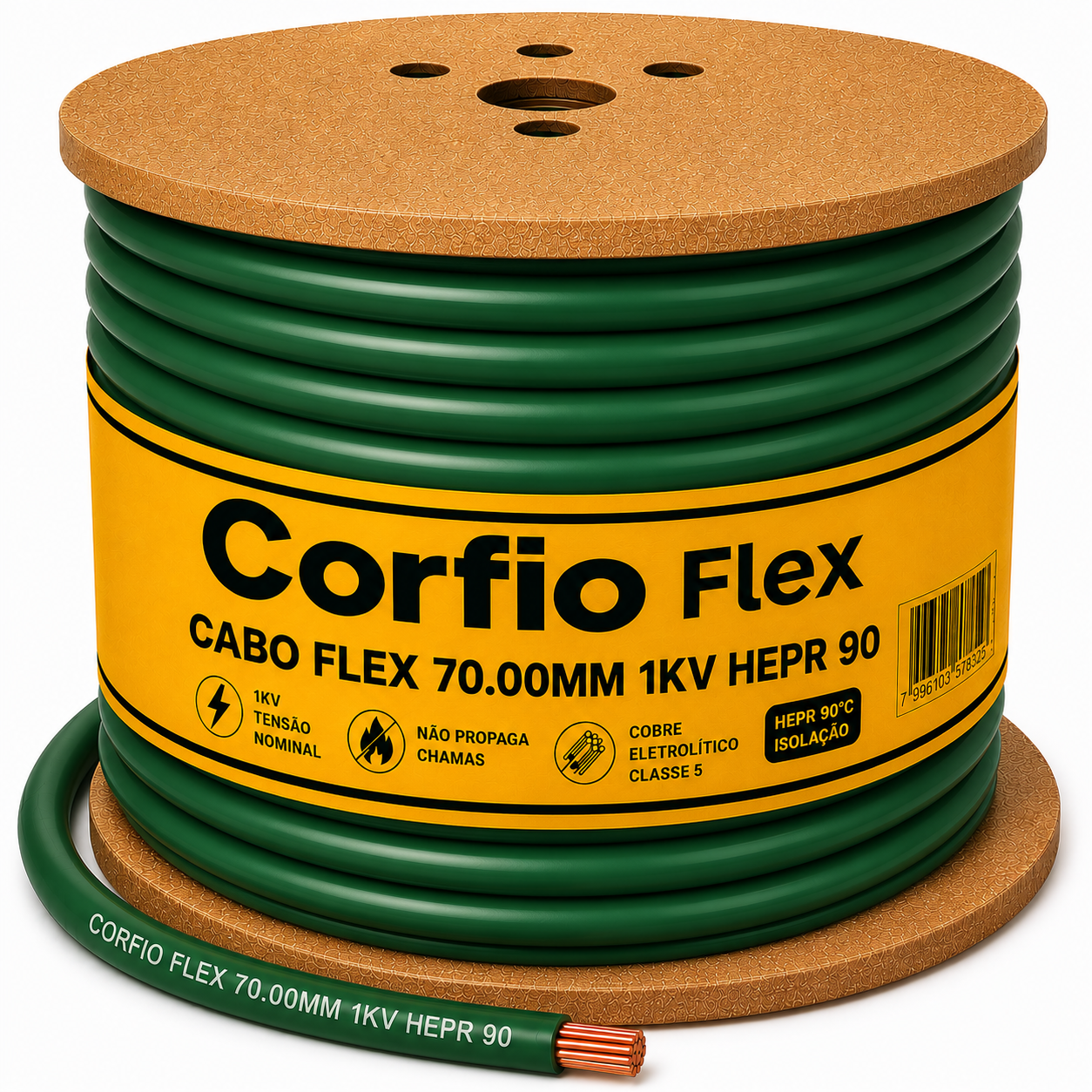 CABO FLEX 70.00MM 1KV HEPR 90 VD CORFIO