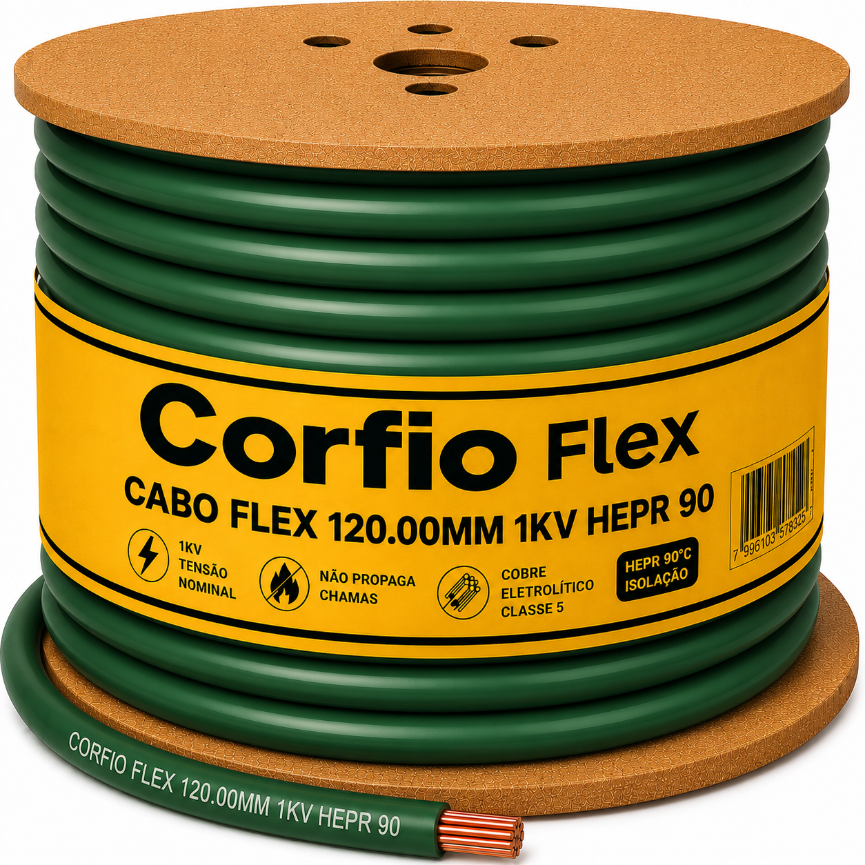 CABO FLEX 120.00MM 1KV HEPR 90 VD CORFIO