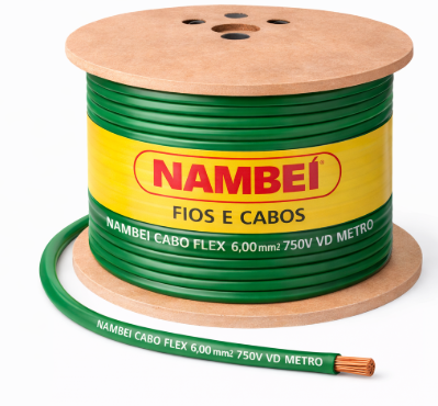 CABO FLEX 6.00MM 750V VD NAMBEI METRO