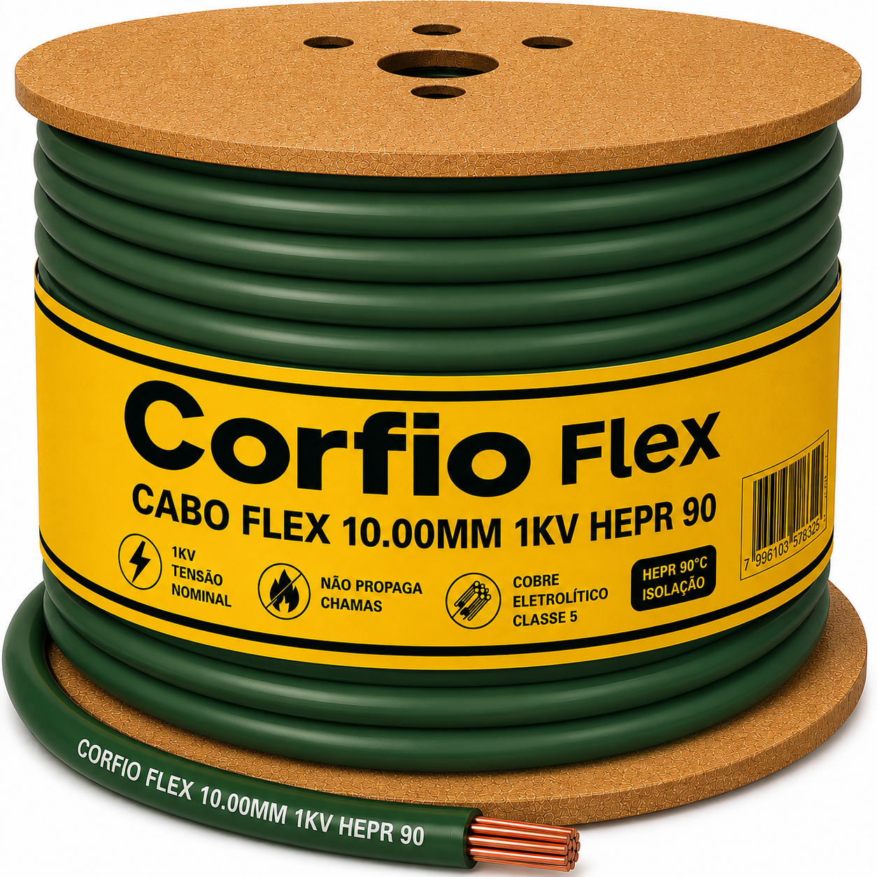 CABO FLEX 10.00MM 1KV HEPR 90 VD CORFIO