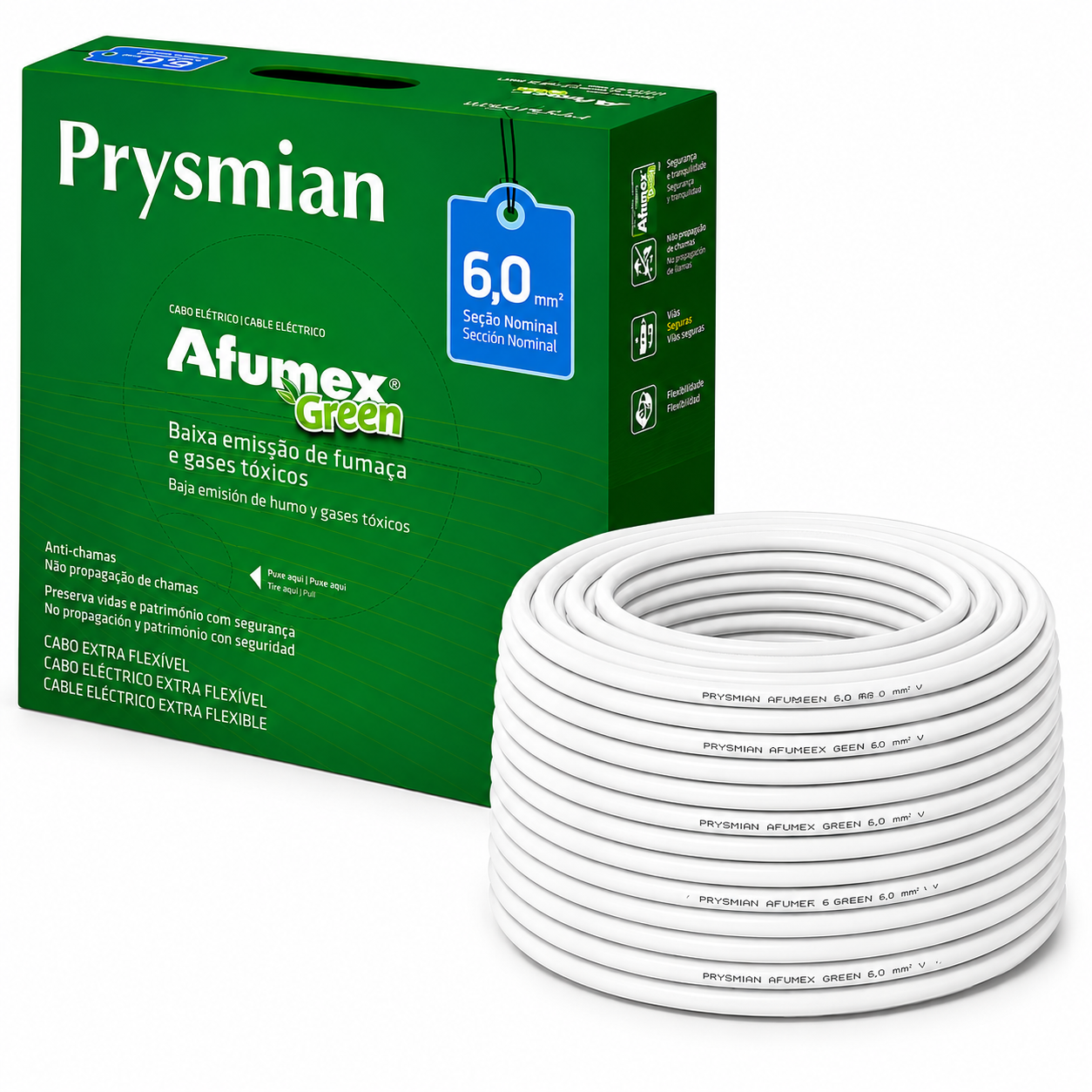 CABO FLEX 6.00MM 750V BR AFUMEX