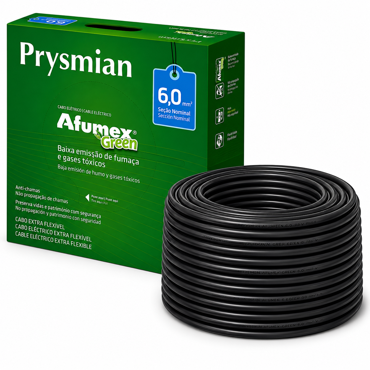 CABO FLEX 6.00MM 750V PT AFUMEX