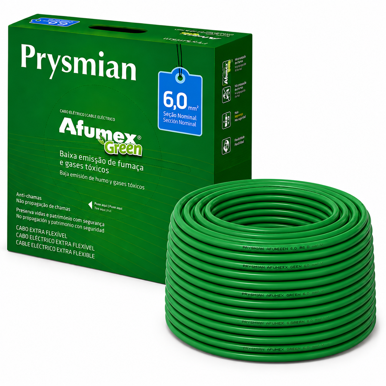 CABO FLEX 6.00MM 750V VD AFUMEX