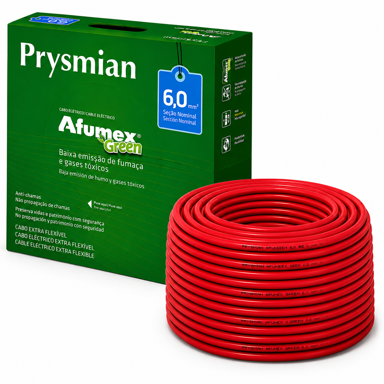 CABO FLEX 6.00MM 750V VM AFUMEX
